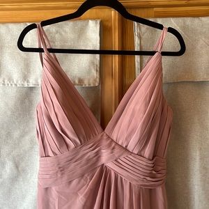 Azazie floor length dress with thigh high slit. EXTRA LONG